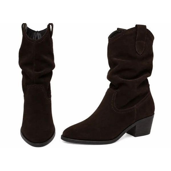 Напівчоботи на підборі Casual marron (4231_41) коричнева замша 11603 фото