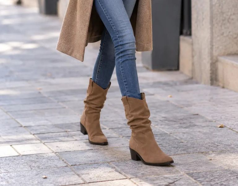 Напівчоботи на підборі Casual taupe (4230_41) сіро-коричнева замша 11608 фото