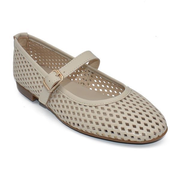Балетки сітка Cokketa beige (4147_41) бежева шкіра з перфорацією 11065 фото